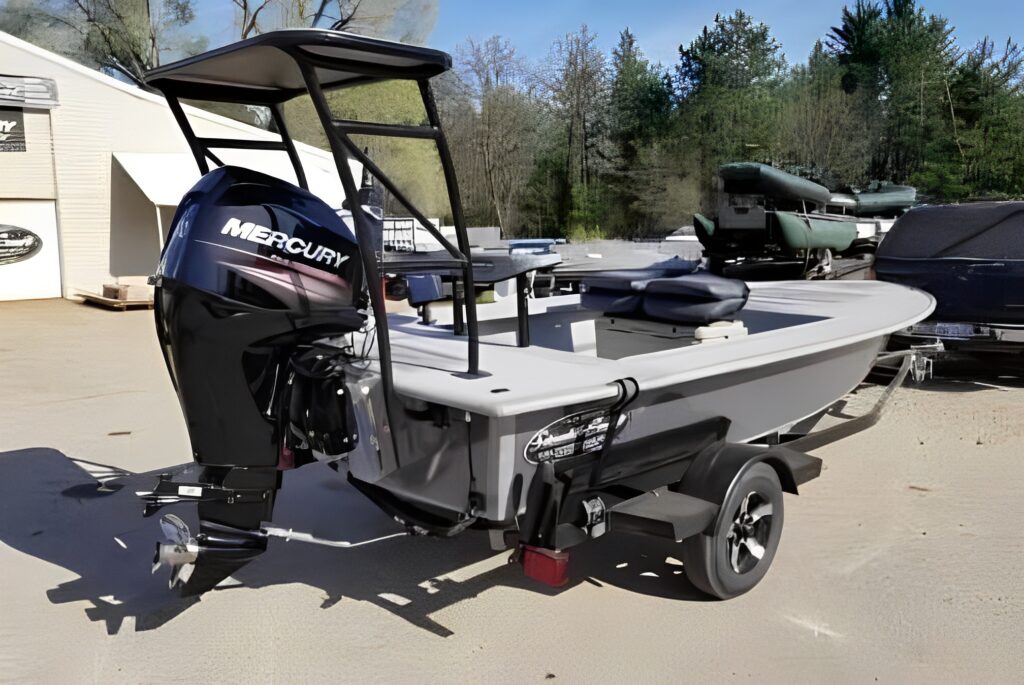 A boat with a trailer attached to it.