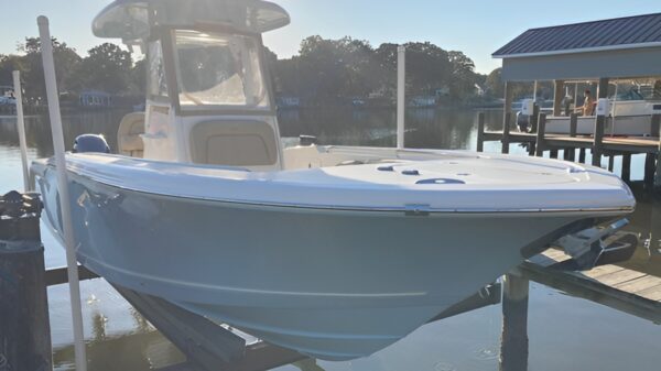 A boat is docked in the water.